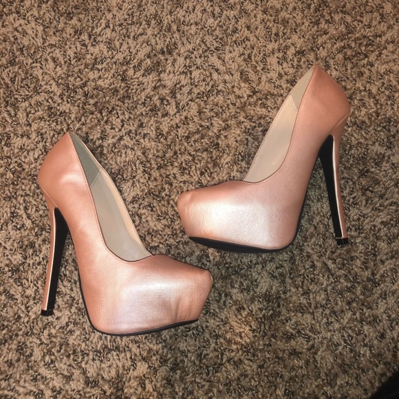 Rose Gold Platform Heels - Picture 1 of 4